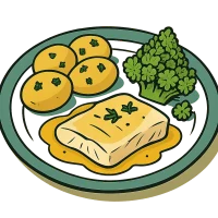 Illustration: Kabeljau in Zitronensauce