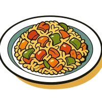 Illustration: Gemüse-Reispfanne süß-sauer