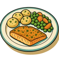 Illustration: Seelachsfilet in Kräuterkruste